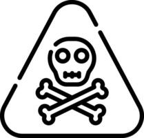 A black and white image of a skull and crossbones in a triangle vector