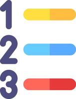 A colorful number with the number one, two, three and four vector