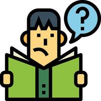 Man reading a book with question mark vector
