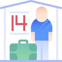 A man is standing in front of a house with a suitcase vector