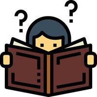 Person reading a book with question marks vector