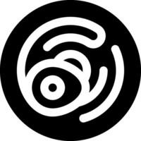 A black and white logo with a circular shape vector