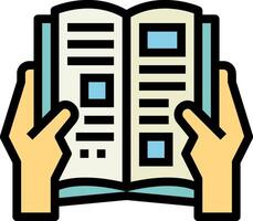 Hands holding open book with pages vector