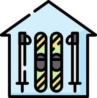 A house with skis and poles inside vector