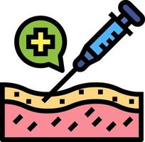 A syringe and a needle are in the middle of a skin vector