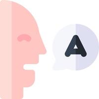 A person's head with a speech bubble and the letter a vector