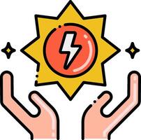 Two hands holding a lightning bolt icon vector
