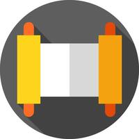 A flat icon of a scroll with two orange sticks vector
