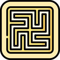 A maze with a square shape and a yellow border vector