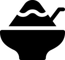 A black and white icon of a bowl with a spoon vector