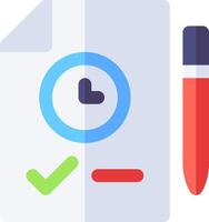 A pen and paper with a clock on it vector