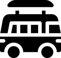 A black and white bus with a roof on it vector