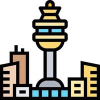 A city skyline with a tower in the middle vector