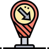 A map marker with an arrow pointing to the right vector
