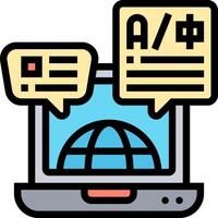A laptop with speech bubbles and a globe vector