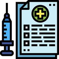 A syringe and a paper with a check mark vector