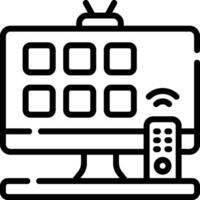 A black and white image of a television and remote control vector