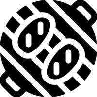 A black and white icon of a pot with two eyes vector