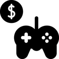 A black and white image of a game controller and dollar sign vector