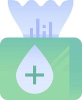 A green box with a drop of water and a plus sign vector