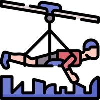 A man is hanging from a helicopter in the air vector