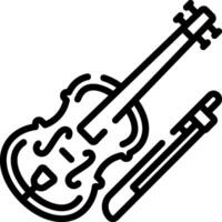 A violin and a pencil are shown in a line drawing vector