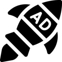 A black and white rocket with the word ad on it vector