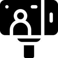 A camera with a person in the center of the screen vector