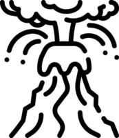 A black and white drawing of a volcano with smoke coming out of it vector