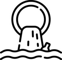 A black and white drawing of a man in the water vector