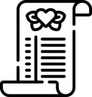 A black and white image of a scroll with a heart vector