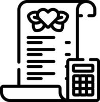 A black and white image of a calculator and a paper with a heart vector