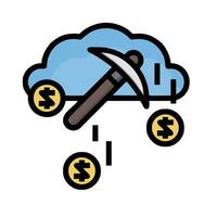 a cloud with a hammer and money falling from it vector