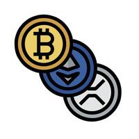 bitcoin, ethereum, and litecoin icons vector