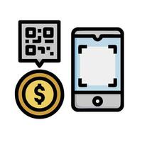 a smartphone and a qr code next to a dollar coin vector