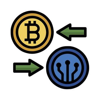 bitcoin and ether are shown in different colors vector