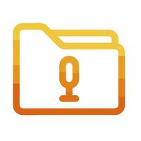 a folder icon with a microphone and a note vector