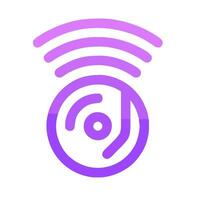 a purple and white icon with a circular disc vector