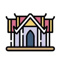 a building with a roof and a red roof vector