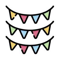 a group of three bunting flags on a white background vector