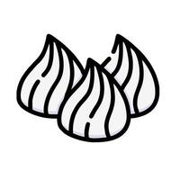 three garlic cloves on a white background vector