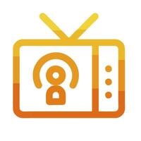 tv icon with a radio icon and a lock icon vector