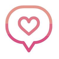 the heart icon is shown in a speech bubble vector
