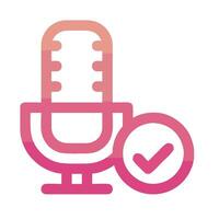 a microphone and check mark icon vector