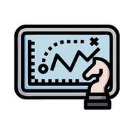a hand pointing at a screen with a graph on it vector