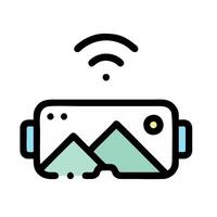 a virtual reality headset with a mountain in the background vector