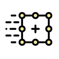 a black and white icon of a square with a plus sign vector