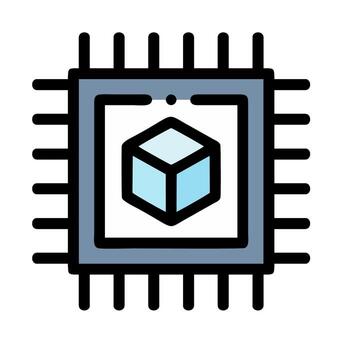 a processor chip with a cube on it vector