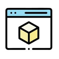 a computer screen with a cube on it vector