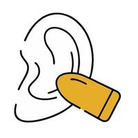 a yellow pill in the ear of a person vector